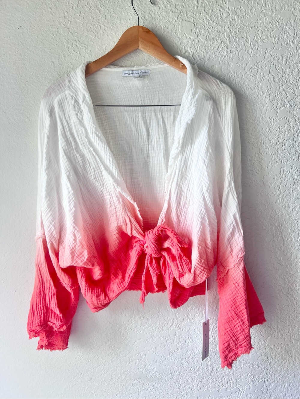 Young Fabulous & Broke Ombre Dip-Dye Francesca Tie Front Top Sz L NWT